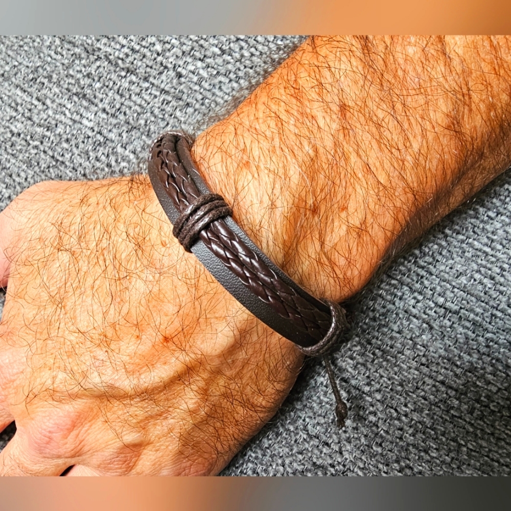 Men's Braided Leather Adjustable Bracelet